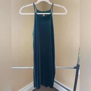 Velvet cutout back green dress